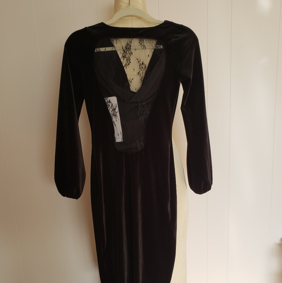 NWT Wyatt Velvet Dress Cowl Neck Lace XS Black - Picture 4 of 5